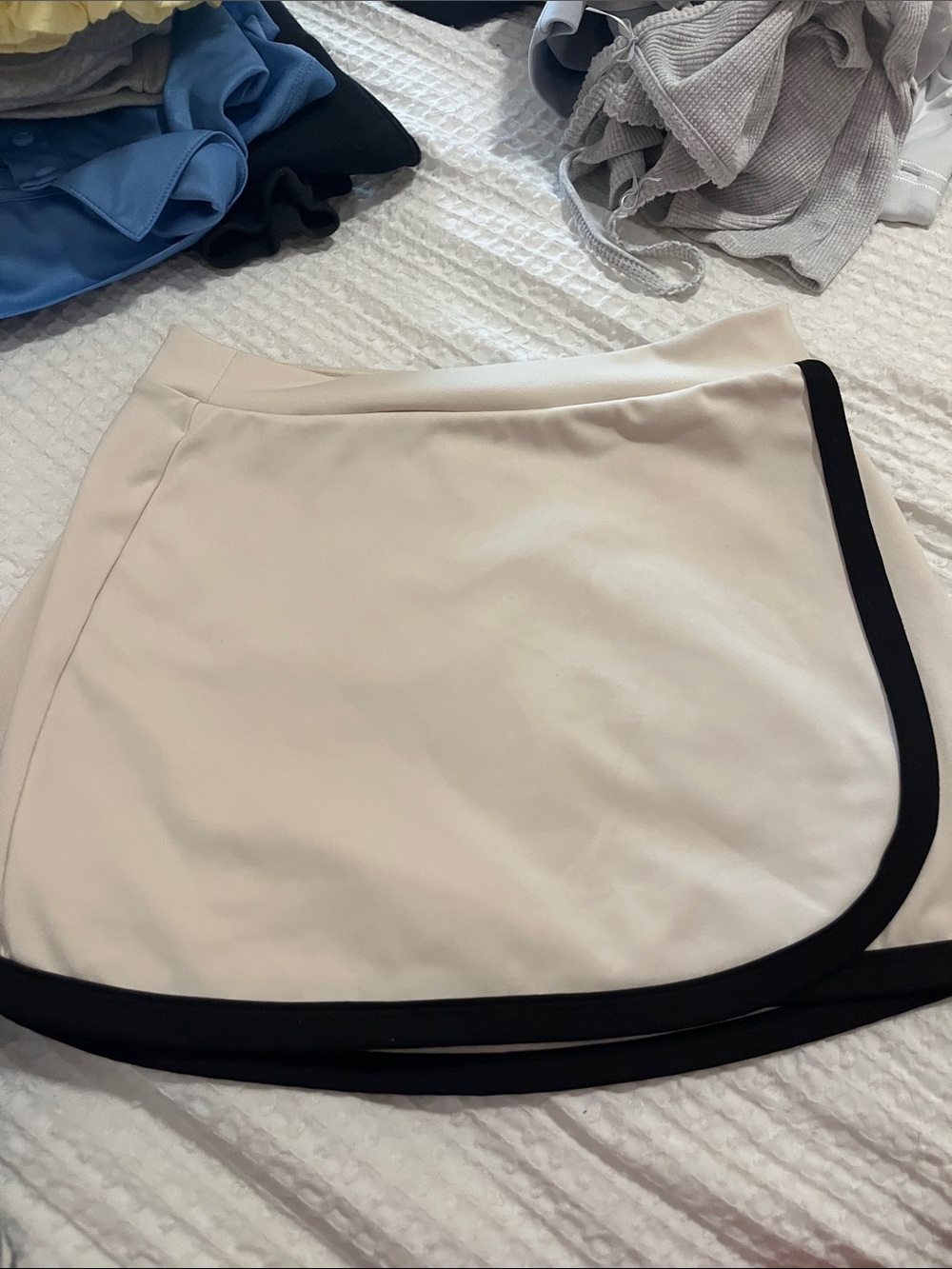 PacSun Cream Mini Skirt with Black Trim